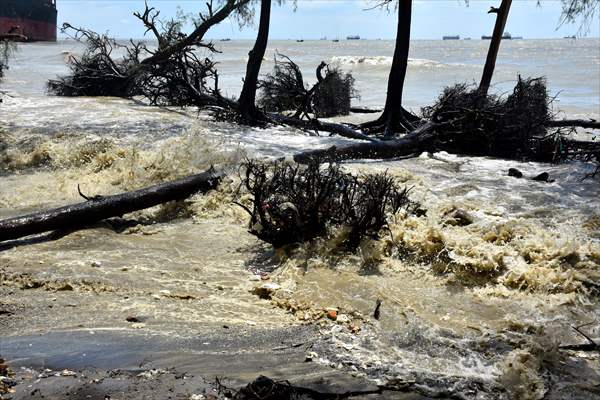 Coastal erosion on Anwara Beach in Bangladesh