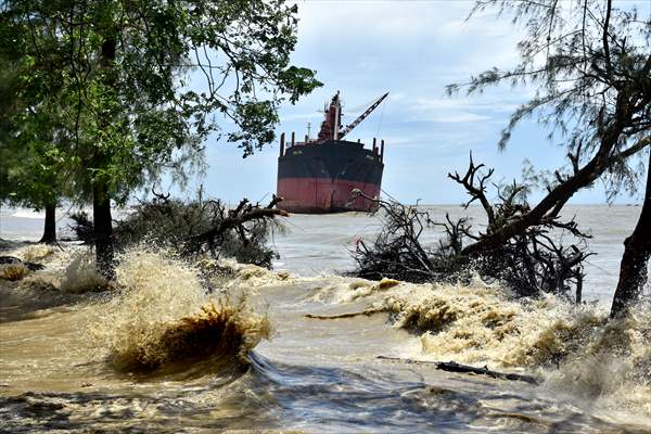 Coastal erosion on Anwara Beach in Bangladesh