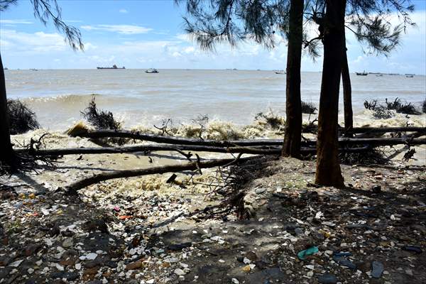 Coastal erosion on Anwara Beach in Bangladesh