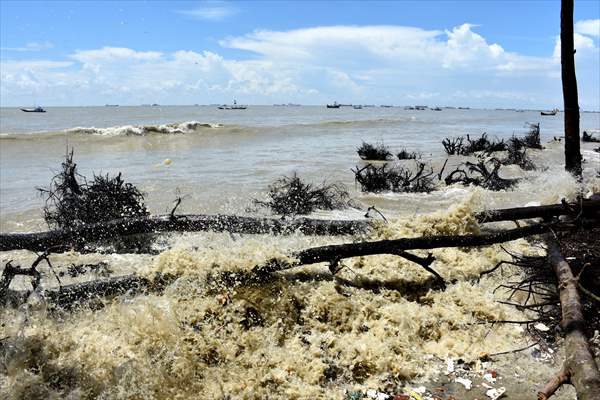 Coastal erosion on Anwara Beach in Bangladesh