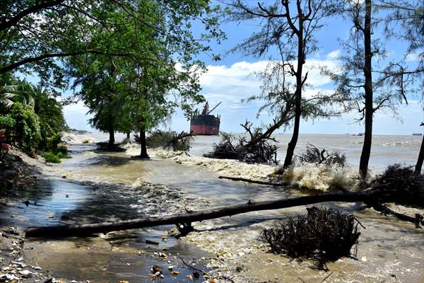 Coastal erosion on Anwara Beach in Bangladesh