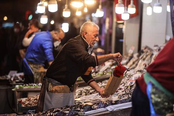 Fish market in Ankara after the beginning of fishing season