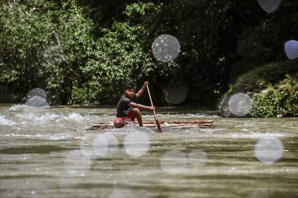 Colombia: Embera Dobida indigenous daily life at the jungle in Choco department