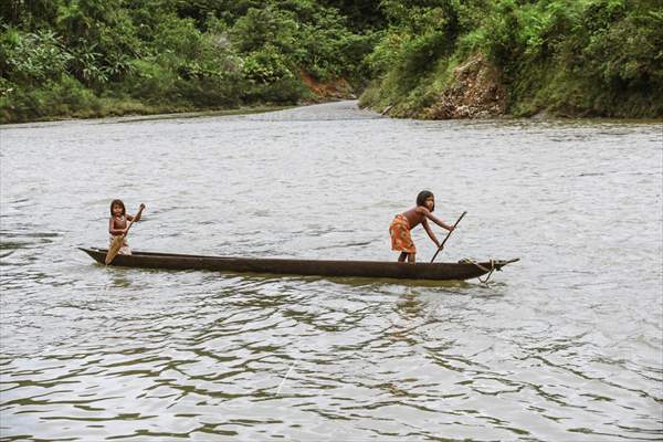 Colombia: Embera Dobida indigenous daily life at the jungle in Choco department