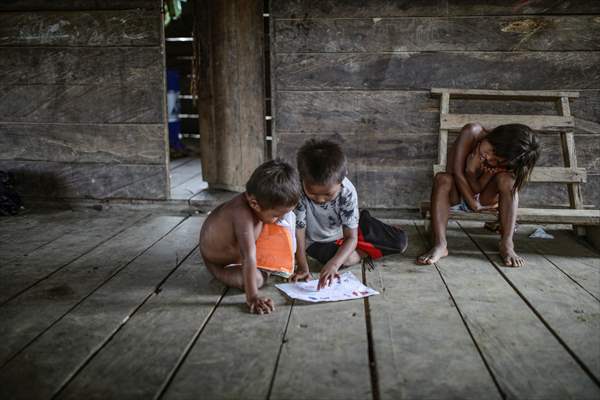 Colombia: Embera Dobida indigenous daily life at the jungle in Choco department