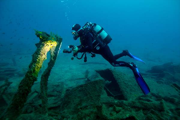 The shipwreck of H.M.S. Majestic in Gallipoli Historical Underwater Park