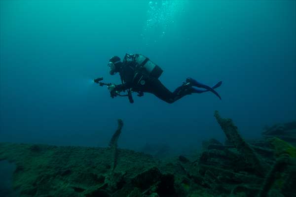 The shipwreck of H.M.S. Majestic in Gallipoli Historical Underwater Park