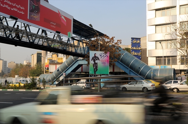 Posters of Iranian goalkeeper Zohreh Koudaei in Tehran
