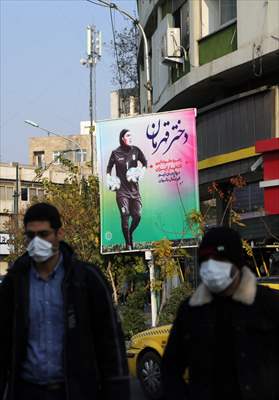Posters of Iranian goalkeeper Zohreh Koudaei in Tehran