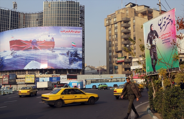 Posters of Iranian goalkeeper Zohreh Koudaei in Tehran