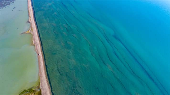 Under water areas turned into land after withdrawal of water in Lake Van