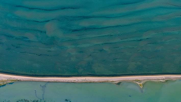 Under water areas turned into land after withdrawal of water in Lake Van