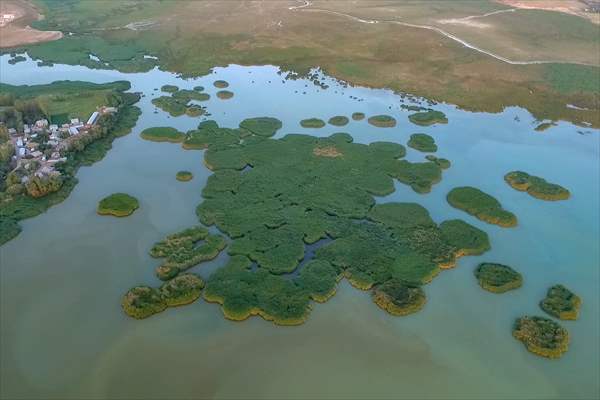 Under water areas turned into land after withdrawal of water in Lake Van