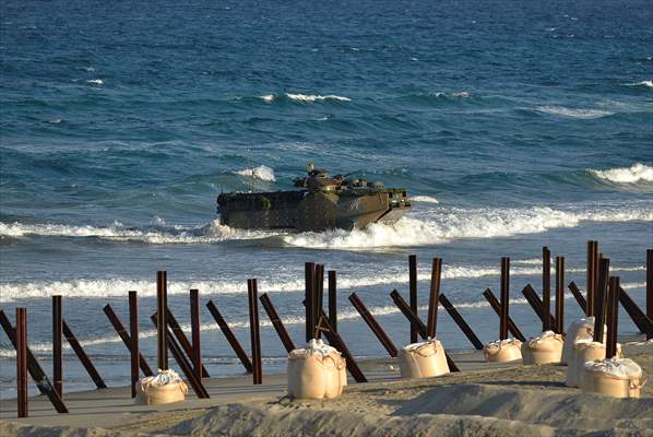 Japan's Self-Defense Forces conduct an amphibious operation in the south of Japan