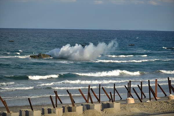 Japan's Self-Defense Forces conduct an amphibious operation in the south of Japan