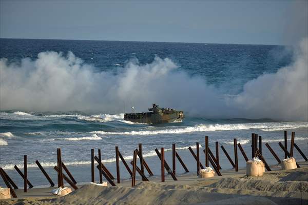 Japan's Self-Defense Forces conduct an amphibious operation in the south of Japan