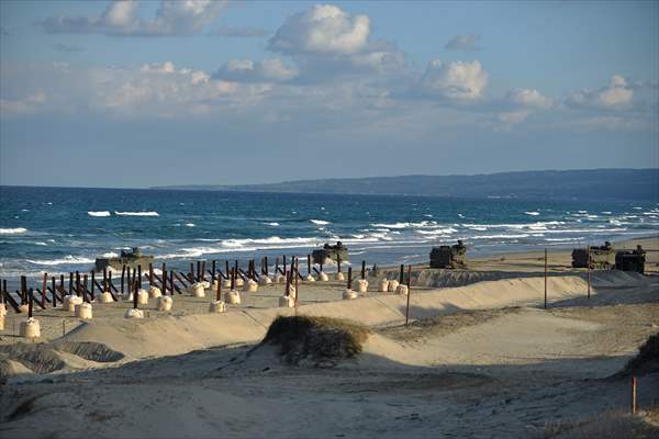 Japan's Self-Defense Forces conduct an amphibious operation in the south of Japan