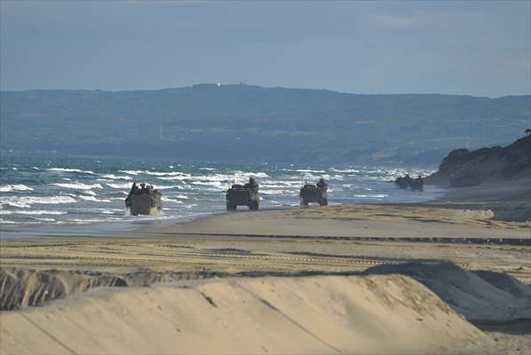 Japan's Self-Defense Forces conduct an amphibious operation in the south of Japan