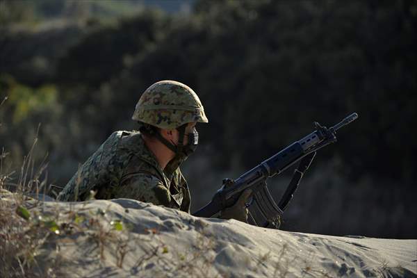 Japan's Self-Defense Forces conduct an amphibious operation in the south of Japan