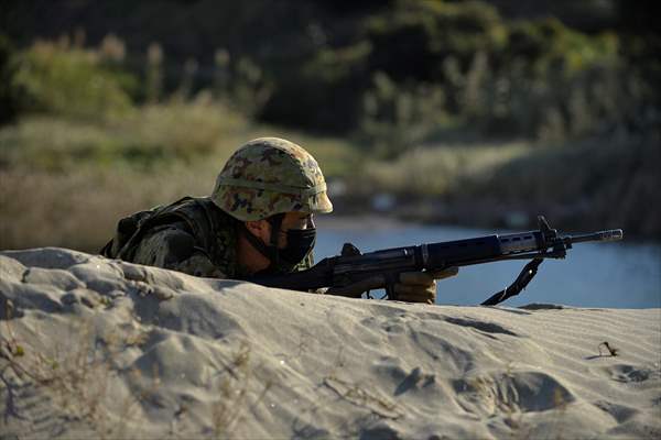 Japan's Self-Defense Forces conduct an amphibious operation in the south of Japan