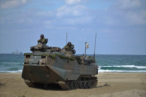 Japan's Self-Defense Forces conduct an amphibious operation in the south of Japan