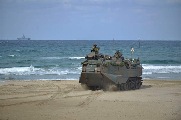 Japan's Self-Defense Forces conduct an amphibious operation in the south of Japan