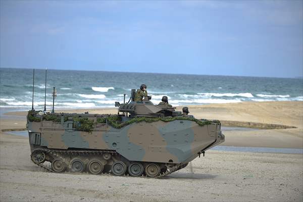 Japan's Self-Defense Forces conduct an amphibious operation in the south of Japan