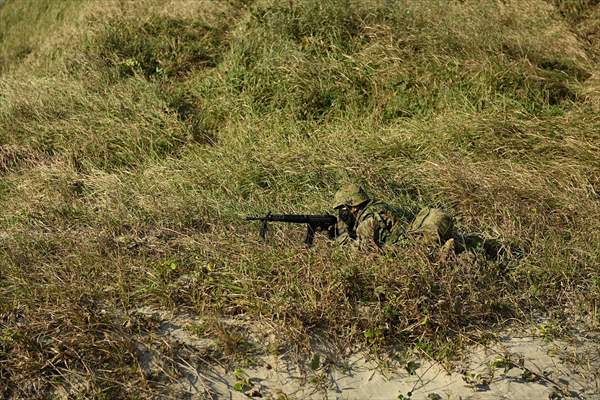 Japan's Self-Defense Forces conduct an amphibious operation in the south of Japan