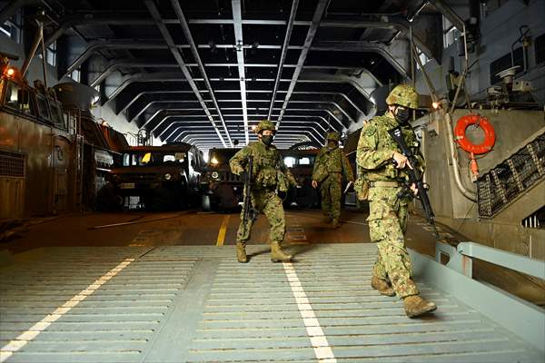 Japan's Self-Defense Forces conduct an amphibious operation in the south of Japan