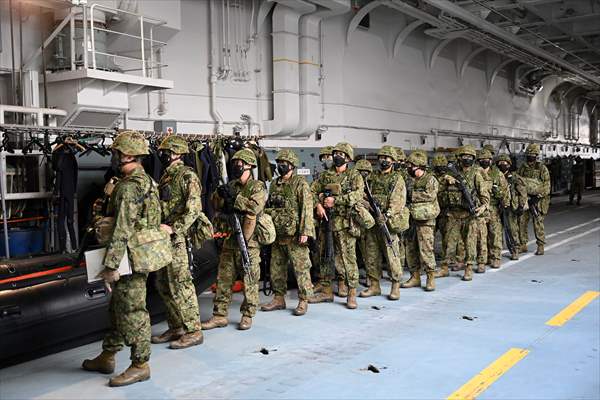 Japan's Self-Defense Forces conduct an amphibious operation in the south of Japan