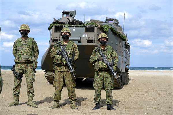 Japan's Self-Defense Forces conduct an amphibious operation in the south of Japan