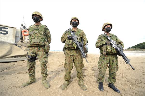 Japan's Self-Defense Forces conduct an amphibious operation in the south of Japan