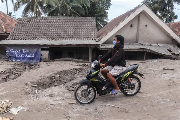 Houses damaged after Mount Semeru eruption in Indonesia