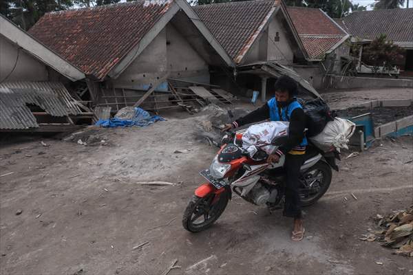 Houses damaged after Mount Semeru eruption in Indonesia