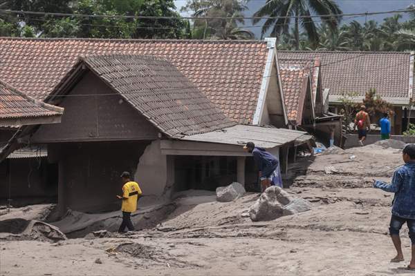 Houses damaged after Mount Semeru eruption in Indonesia