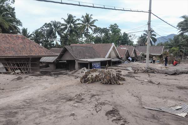 Houses damaged after Mount Semeru eruption in Indonesia