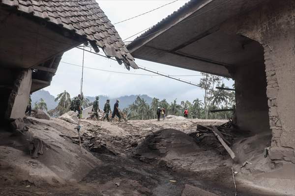 Houses damaged after Mount Semeru eruption in Indonesia