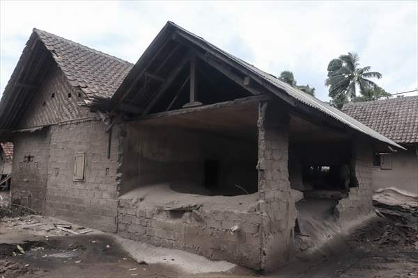 Houses damaged after Mount Semeru eruption in Indonesia