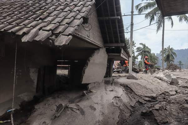 Houses damaged after Mount Semeru eruption in Indonesia