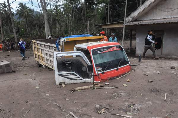 Houses damaged after Mount Semeru eruption in Indonesia
