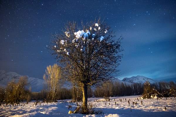 Ovacik district of Turkey's Tunceli at night