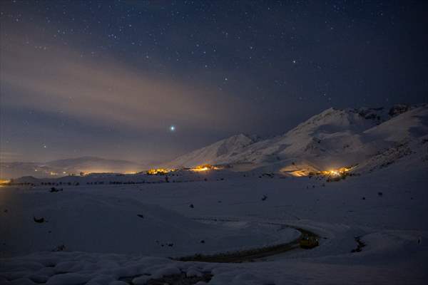Ovacik district of Turkey's Tunceli at night