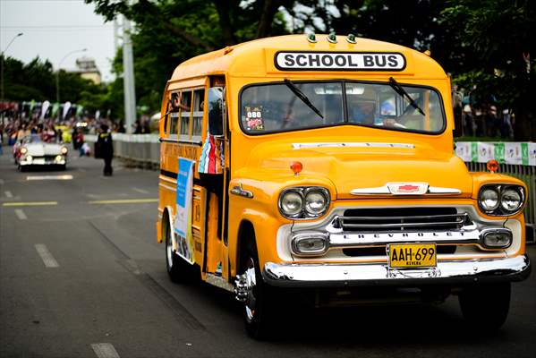 Vintage car parade at the Cali Fair in Colombia