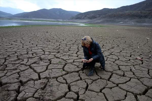 Water level dropped at Almus Dam Lake in Turkey's Tokat