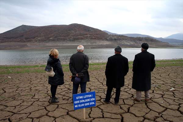 Water level dropped at Almus Dam Lake in Turkey's Tokat