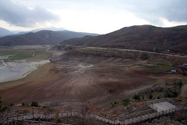 Water level dropped at Almus Dam Lake in Turkey's Tokat