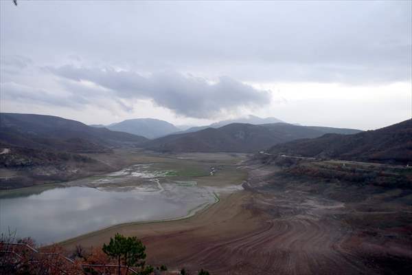 Water level dropped at Almus Dam Lake in Turkey's Tokat