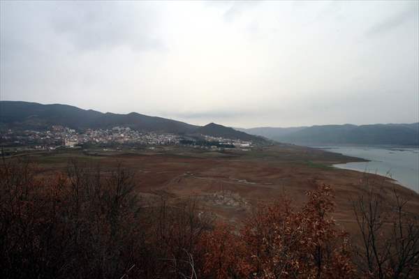 Water level dropped at Almus Dam Lake in Turkey's Tokat