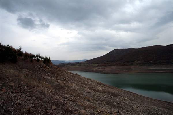 Water level dropped at Almus Dam Lake in Turkey's Tokat