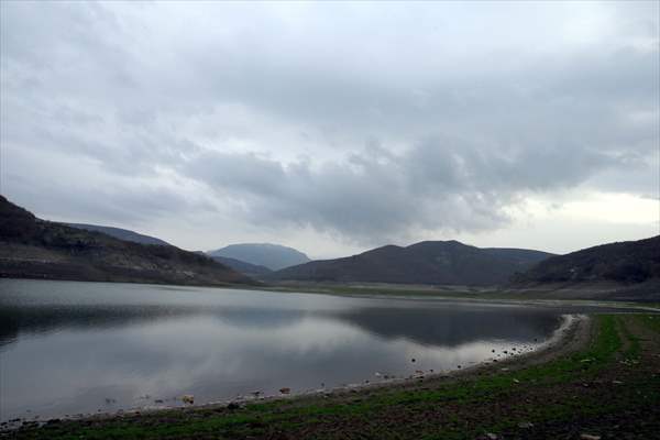 Water level dropped at Almus Dam Lake in Turkey's Tokat